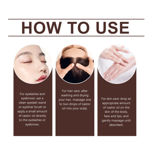 Organic Castor Oil Body Skin Nourishing Hydrating Brows Hair Hydrating Massage Oil