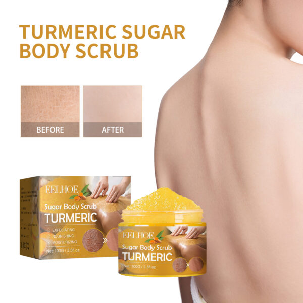 Turmeric Sugar Body Scrub, Fade Acne Mark Moisturizing Refreshing Smooth Tender Skin Cleansing Body Exfoliating Scrub